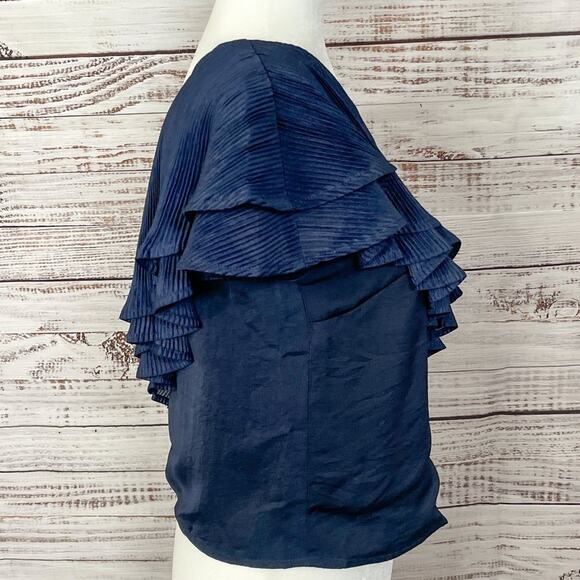 NEW Revolve Capulet Vanessa Navy Ruffle One Shoulder Top, Small, MSRP $158 - Picture 7 of 13